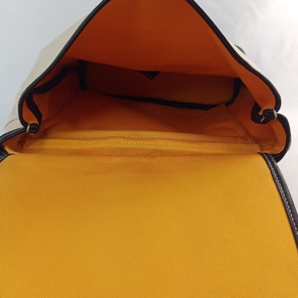 Vintage Coach Womens Backpack Bag Beige Black Canvas Leather Daypack Classic - Picture 15 of 16